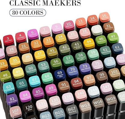 Alcohol Markers, 60 Colors Dual Tip Permanent Art Markers for Drawing,for Adult Coloring, Alcohol, Based Ink Ideal for Book Painting and Card Making