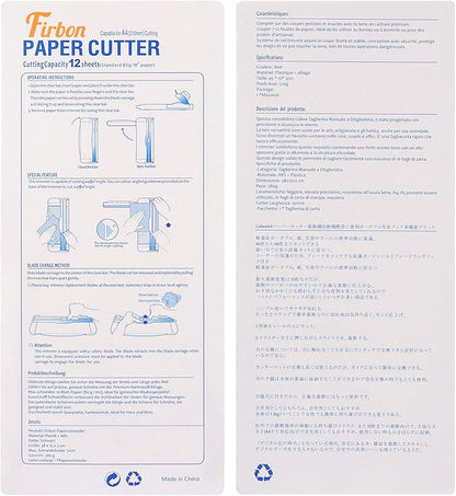 Firbon A4 Paper Cutter 12 Inch Titanium Paper Trimmer Scrapbooking Tool with Automatic Security Safeguard and Side Ruler for Craft Paper, Coupon, Label and Cardstock (Black)