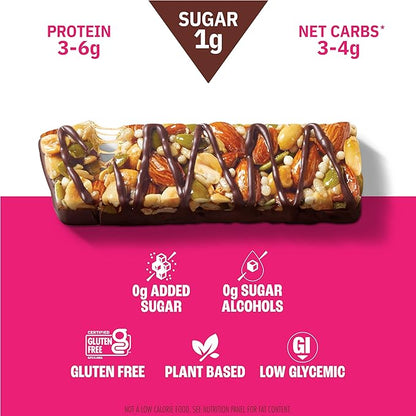 Munk Pack Peanut Butter Dark Chocolate Nut & Seed Snack Bars Stocking Stuffers | 5g Protein, 1g Sugar - Gluten-Free, Low Sugar, Plant-Based - Coconut Almond, Variety Pack, Sea Salt Snacks | 6 Count