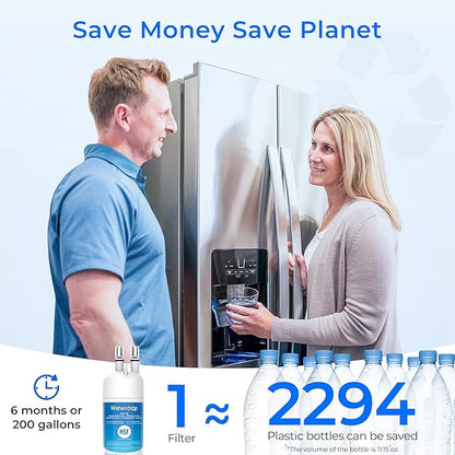 Waterdrop EDR1RXD1 Replacement for Everydrop® Filter 1, W10295370A, EDR1RXD1B, P8RFWB2L, P4RFWB, Kenmore® 46-9081, 46-9930, WD-F38 Refrigerator Water Filter, 6 Pack