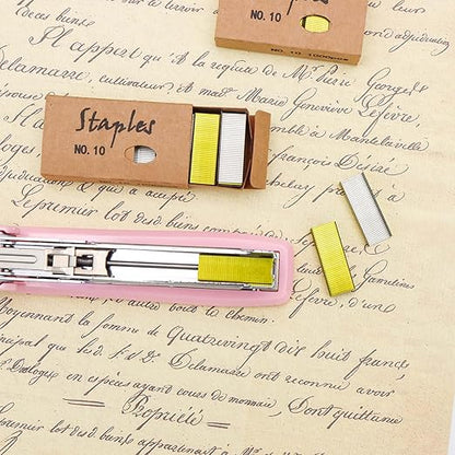 NatSumeBasics 4000 Yellow Gold Staples - #10 Small Colored Staples for Mini Stapler, 6000 Tiny Staple Smaller Than Standard Staple (Yellow Gold)