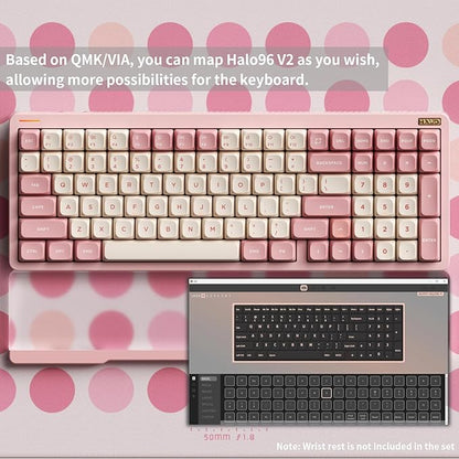 nuphy Halo96 V2 Wireless Keyboard,Gasket Structure,96% Hot Swappable Gaming Keyboard, 99 Kyes RGB Backlit Mechanical Keyboard, Support QMK/VIA,Bluetooth/USB-C/2.4GHz-Pink,Lemon Switches (55gf)