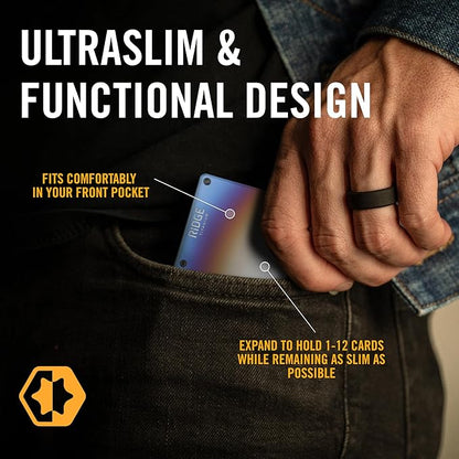 The Ridge Wallet for Men - Slim Minimalist Compact Wallet and Card Holder, RFID Protected Front Pocket Wallets with Integrated Money Clip (Burnt Titanium)