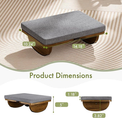 Wooden Under Desk Foot Rest,Foot Stool with Detachable Cushion,Ergonomic Rocking Footrest for Work & Home,Leg Relief & Foot Support,Improves Posture and Blood Circulation