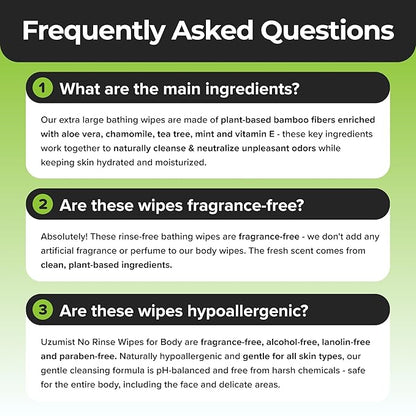 Camping Essentials - Body Wipes for Camping Adults Bathing No Rinse - 50 XL Deodorant Bathing Shower Wipes For Men Women - Disposable Washcloths & Personal Cleansing - Travel, Workout