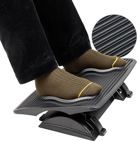 Mind Reader Foot Rest, Foot Stool, Under Desk at Work, Ergonomic, Height Adjustable, Office, 17.5"L x 13.5"W x 3.5"H, Black