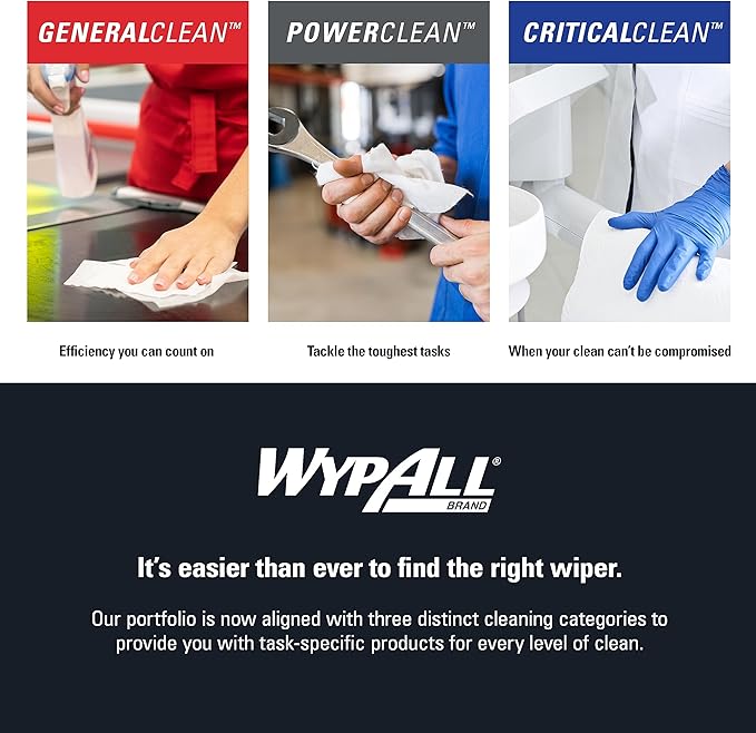 WypAll PowerClean X80 Cloths Heavy Duty Wipes (41043), Jumbo, Extended Use Towels, Blue (1 Roll of 475 Sheets, 475 Sheet Total)