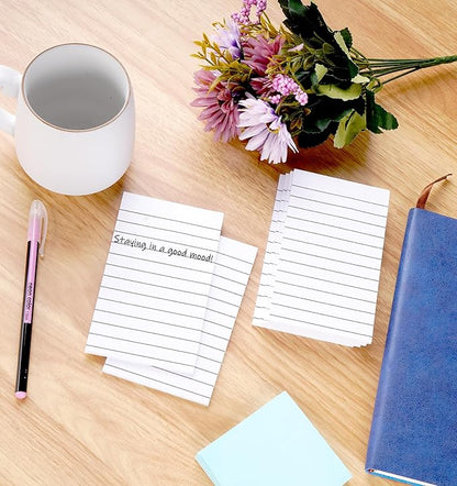 Pack of 400 Sticky Notes White Self-Adhesive Notes 76 x 127 mm, Sticky Notes Large Lined Sticky Note for Marking Pages for Office, Study, Home - 8 Pack/400 Sheets