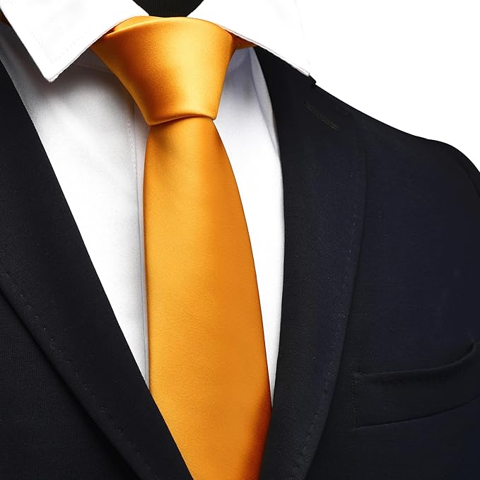 Branduce 3.15"（8cm） Mens Solid Satin Tie Pure Color Necktie for Business and Wedding + Gift Box