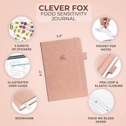 Clever Fox Food Sensitivity Journal – Daily Intolerance & Symptom Log for IBS, Diabetic, Low Fodmap, Elimination Diet – Health Tracker (Rose Gold)