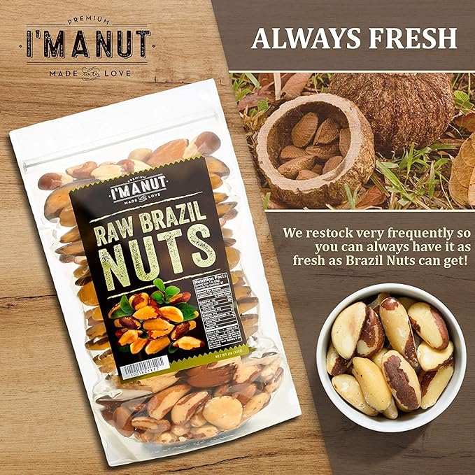 I’m A Nut Brazil Nuts, Raw, 64 oz (4 Lb) | Distinct and Superior to Organic | No PPO | Non GMO | Batch Tested Gluten & Peanut Free | Vegan and Keto Friendly | Large, Fresh and Reasealable bag