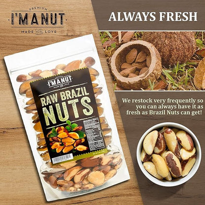 I’m A Nut Brazil Nuts, Raw, 64 oz (4 Lb) | Distinct and Superior to Organic | No PPO | Non GMO | Batch Tested Gluten & Peanut Free | Vegan and Keto Friendly | Large, Fresh and Reasealable bag