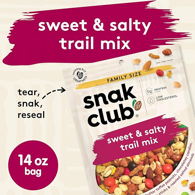 Snak Club Sweet & Salty Trail Mix, Family Size, 14 Ounce