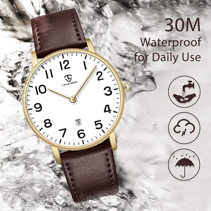 BEN NEVIS Watch, Mens Watch, Minimalist Fashion Simple Wrist Watch Analog Date with Leather Strap