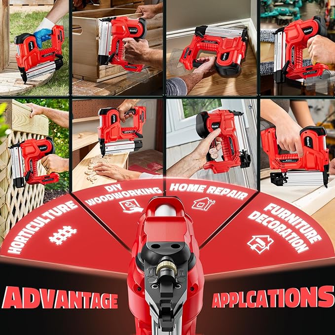 Ecarke Cordless 2 Inch Brad Nailer Compatible with Milwaukee 18V Battery(No Battery),2 in 1 Electric Nail Gun,18GA Staple Gun with 1000 Nails, Battery Powered Nail Gun for Trim Wood Crafting Home DIY