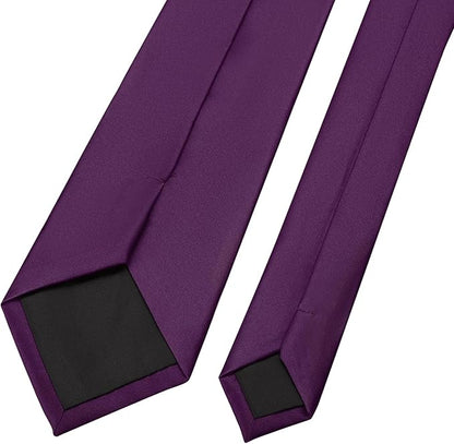 KOOELLE Men's Ties Solid Pure Color Plain Neckties Formal Black Ties For Men