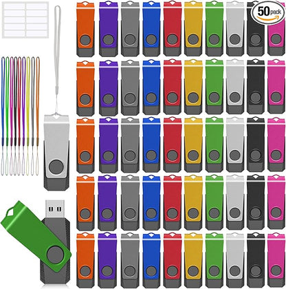 AGECASH USB Thumb Drive 4 GB Bulk USB 2.0 Flash Drive 50 Pack 4GB USB Drive Pack of 50 Jump Drive Multipack 4GB USB Memory Stick Pack for Data Backup 50PCS 4GB with Lanyard & Labels