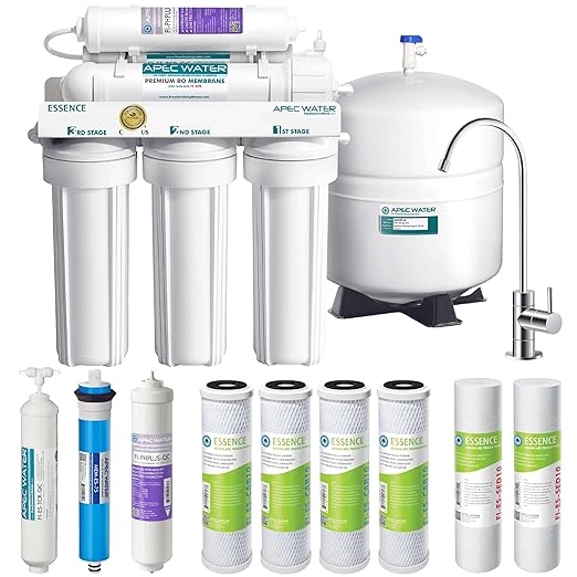 APEC Water Systems ROES-PH75 Essence Series Alkaline Mineral pH+ 75 GPD 6-Stage WQA Certified Ultra Safe Reverse Osmosis Drinking Water Filter System, with Extra High Capacity Pre-Filter Set Stage 1-3