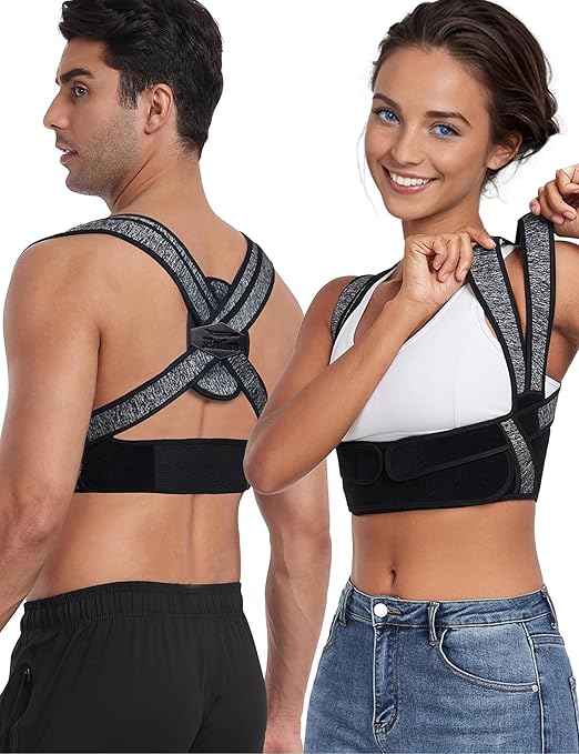 Posture Corrector for Women Men,BI-Straps Back Straightener - Bamboo Fiber Back Brace Posture Corrector - Instant Upper Back Pain Relief