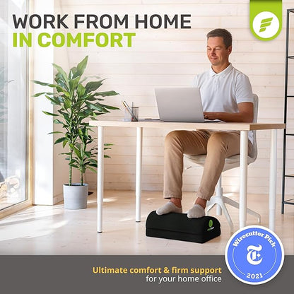 ErgoFoam Adjustable Foot Rest for Added Height - Mesh Orthopedic Teardrop Design - Large Premium Under Desk Foot Rest - Most Comfortable for Lumbar, Back, Knee Pain (Black)