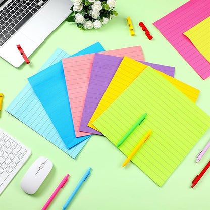 8 Pads Big Sticky Notes 11 x 11 Inch Lined Jumbo Large Sticky Notes for Wall,Giant Strong Power Memo Square Post for Office, 25 Sheets/Pad(Bright Color)