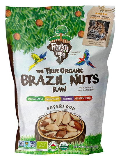 Snack The True Organic Brazil Nuts Medium Size 32 oz-2lbs – Raw and Unsalted – Kosher – Healthy-Rich in Vegetable Protein – Harvested in Amazon Rainforest – Fresh, Vegan and Gluten Free – Forest Up