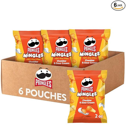 Pringles Mingles Puffed Snacks, Cheddar and Sour Cream, Cheese Puffs, Salty Snacks (6 Bags)