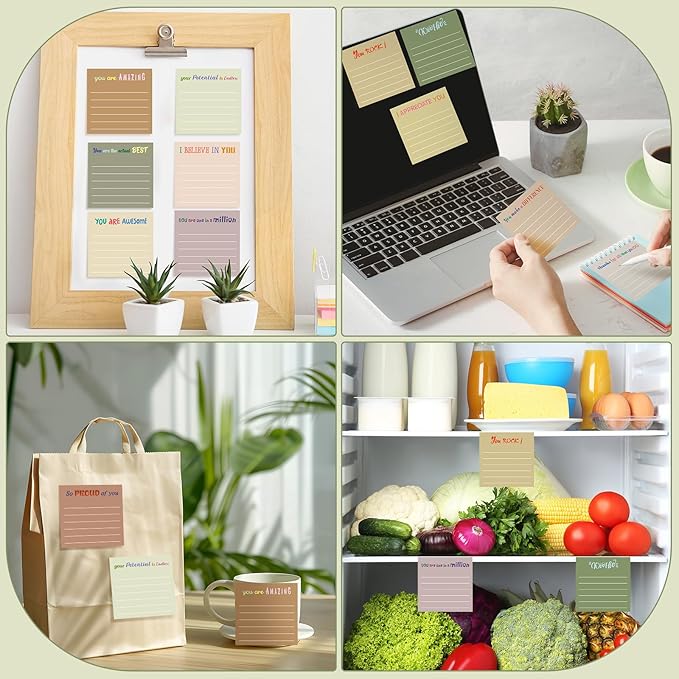 Yinder 12 Pcs Employee Appreciation Sticky Notes Xmas Gift Bulk Motivation Note Pads Mini Inspirational Note Gift for Teacher Nurse Staff Coworker Office Supply 3 x 3'' (Appreciation,Boho Color)