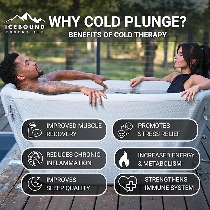 Cold Plunge Tub with Water Chiller - 1HP Efficient Hot and Cold Water Chiller for Ice Bath - Premium Ice Bath Tub with Chiller - WiFi - Filter - Ozone/UV - Ice Bath with Chiller