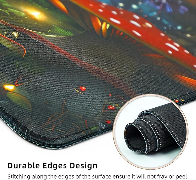 Gaming Mouse Pad for Computer,Large Mouse Pads for Desk Keyboard, Mushroom Plant Desk Mat Laptop,Vintage Pattern Art XXL Waterproof Keyboard Pad,Extended Big Non-Slip Rubber Mousepad