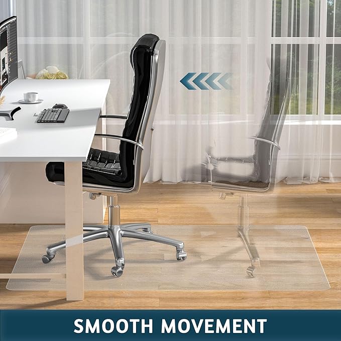 Chair Mat for Hardwood Floor, 46" x 72" Clear Desk Chair Mats, Easy Glide Plastic Mat for Under Office Chair, Rectangle