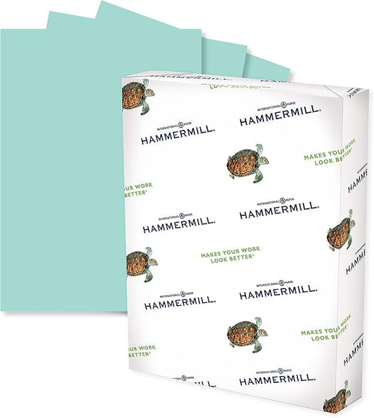 Hammermill Colored Paper, 20 lb Turquoise Printer Paper, 8.5 x 11-1 Ream (500 Sheets) - Made in the USA, Pastel Paper, 103820R