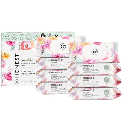 The Honest Company Hypoallergenic Multi-Use Baby Wipes for Sensitive Skin, Rose Blossom, 576 Count