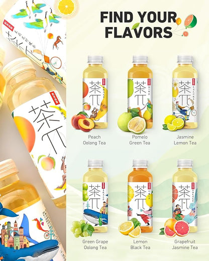Tea PI Iced tea – Peach Oolong Tea Sweet Iced Fruit Tea Bottles, Real Juice, -16.9 fl oz, 500mL, 15 Pack