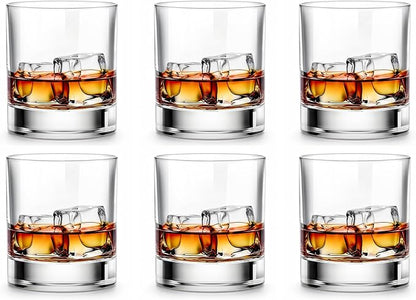 LUXU Whiskey Glasses-Premium 11 OZ Scotch Glass Set of 6 /Old Fashioned Whiskey Glasses/Style Glassware for Bourbon/Rum glass,Clear
