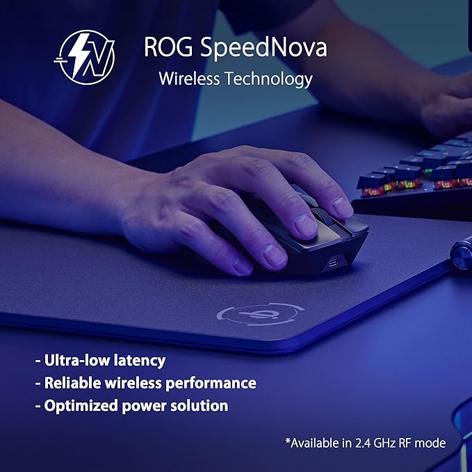 ASUS ROG Gladius III Wireless Aimpoint Gaming Mouse – Right-Handed Ergonomic, 79g, Tri-Mode Connectivity, 36K DPI, up to 119Hr Battery, Hot-Swappable Switches, PC/Mac Support - Black
