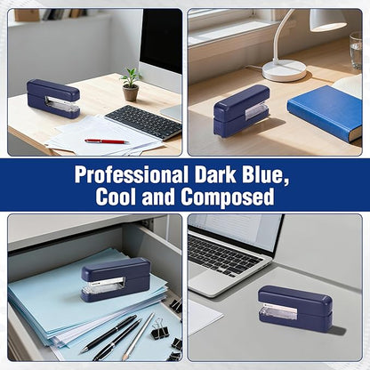 WORKPRO 2-in-1 Stapler with Staples & Staple Remover, 40 Sheet Capacity, Flat Clinch Design, Storage Space, Includes 2000 Standard Staples - Non-Slip Office Stapler for Desk, Classroom, Dark Blue