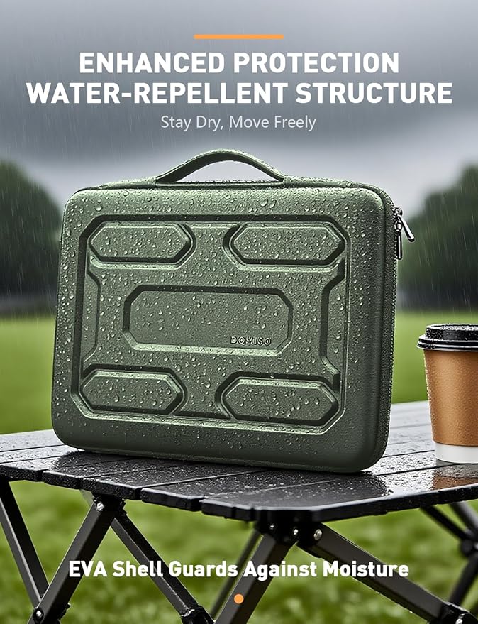 DOMISO 15.6 inch Laptop Sleeve with Handle Shockproof Waterproof EVA Protective Case for 15.6" Yoga 720 IdeaPad 310 320 ThinkPad T570/Legion 5 Gen 6/HP Envy 15/15.6" Notebooks, Green