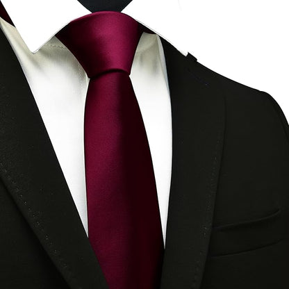 Branduce 3.15"（8cm） Mens Solid Satin Tie Pure Color Necktie for Business and Wedding + Gift Box