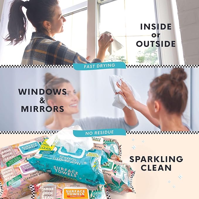 3 Packs Surface Cleaning Wipes Bleach Free, Thick & Large Dispose, All-Purpose Cleaner for Bathroom, Kitchen, Office, 300 Count Soft Flow, Biodegradable, Citrus Scent