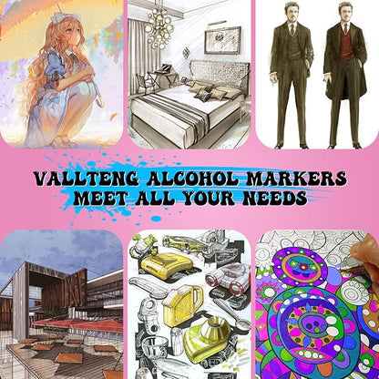 alchilalart 80-Colors Alcohol Based markers, Alcohol Markers Set, Dual Tip Alcohol Sketching Drawing Markers Animation for Adults Kids