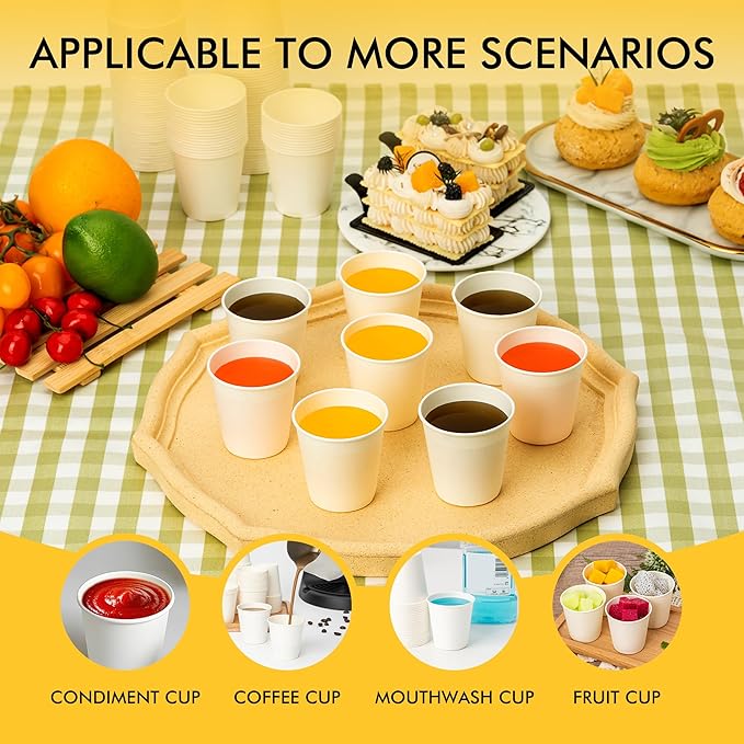 RACETOP [300 Pack] Paper Cups 3 oz, Bathroom Cups 3 oz, Disposable Bathroom Paper Cups, Small Mouthwash Cups, Ideal for Party, Travel, Events, Picnic, BBQ