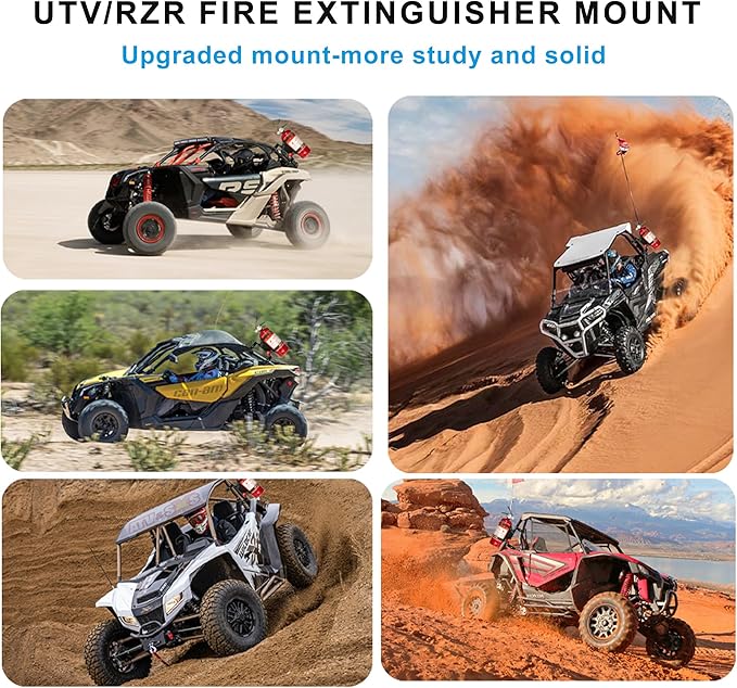 Fire Extinguisher Mount Bracket, Aluminum UTV Quick Release Fire Extinguisher Mount for 1.75''-2'' Roll Bar, Universal for UTV RZR Polaris Ranger Jeep Wrangler, with 4 Clamps