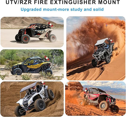 Fire Extinguisher Mount Bracket, Aluminum UTV Quick Release Fire Extinguisher Mount for 1.75''-2'' Roll Bar, Universal for UTV RZR Polaris Ranger Jeep Wrangler, with 4 Clamps