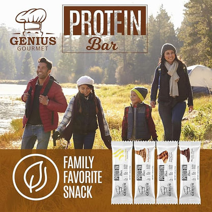 Genius Gourmet Protein Bar, Salted Caramel Keto Snack, Low Carb, Low Sugar & Gluten Free, Protein Snacks for Adults, 10G of Whey Protein per Protein Bar, 5 Net Carbs, 20 Count