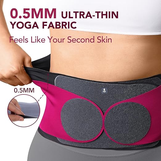 0.5mm Ultra Thin Back Brace for Women Men, Seamless Yoga Fabric for All Day Comfort, Wear under Clothes, Enhanced Lumbar Pad for Lower Back Pain Relief, Sciatica, Posture, Lifting, Rose, Size S
