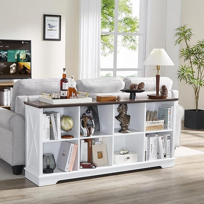 Book Shelf, 8 Cube Storage Organizer, 2-Tier Open Shelf Wooden Bookcase, Freestanding Wood Cube Storage Bookshelf for Bedroom, Living Room, Home Office (White)