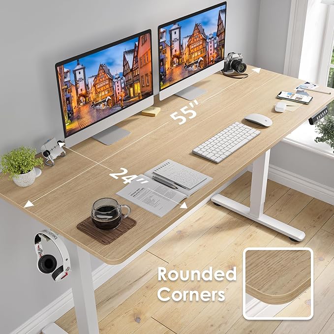 STARY Electric Standing Desk Adjustable Height Sit Stand Home Office Desk with Splice Board