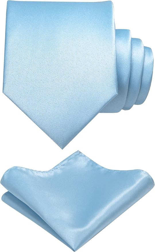 RBOCOTT Solid Color Tie and Pocket Square Hankerchief with Lapel Pin Set for Men
