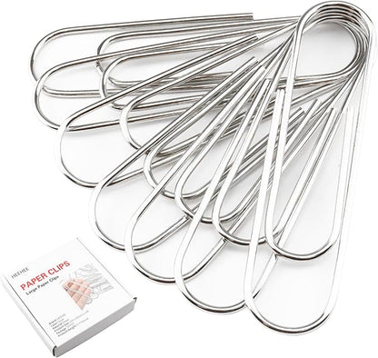 HEEHEE 35 PCS 4 Inch Silver Large Paper Clips - Rust Resistant and Bend Proof, Smooth Finish, Large Jumbo Paperclips for Office School, Documents, Card